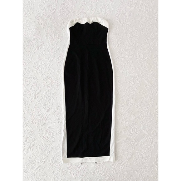 NWOT Lulus Impressive Edge Black Color Block Strapless Midi Dress Medium - Picture 2 of 7